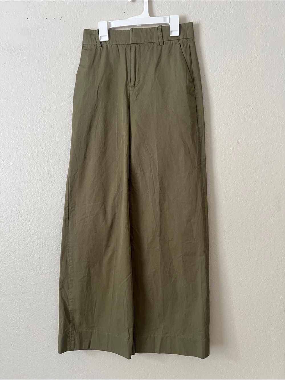 Like New! J. Crew 100% Cotton Wide Leg Trousers Green Size 0